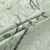 Chic green Floral Quilted 3 Pc Bedspread & Pillow Cover Set