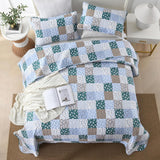 Frosted Blue Hydrangea Elegant 3 Pc Bedspread & Pillow Cover Set