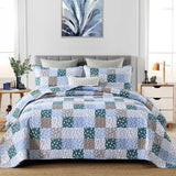 Frosted Blue Hydrangea Elegant 3 Pc Bedspread & Pillow Cover Set