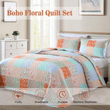 Delicate Lace Blossom Soft 3 Pc Bedspread & Pillow Cover Set