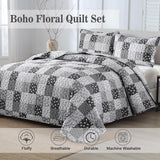 Autumn patchwork B/W Pattern 3 Pc Bedspread & Pillow Cover Set