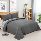 Plain Soft 3 Pc Bedspread & Pillow Cover Set