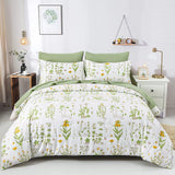 Vintage Delicate green bloom 3 Pc Comforter & Pillow Cover Set