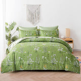 Vintage Delicate green bloom 3 Pc Comforter & Pillow Cover Set