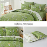 Vintage Delicate green bloom 3 Pc Comforter & Pillow Cover Set
