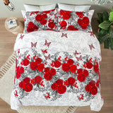Luxurious rose Soft white 3 Pc Comforter & Pillow Cover Set