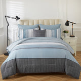 Floral Stripes Comforter Set, Queen/King Size, Stylish 3-Piece Bedding with Pillowcases