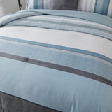 Floral Stripes Comforter Set, Queen/King Size, Stylish 3-Piece Bedding with Pillowcases