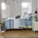 Floral Stripes Comforter Set, Queen/King Size, Stylish 3-Piece Bedding with Pillowcases