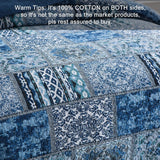 Elegant patchwork Quilted blue 3 Pc Bedspread & Pillow Cover Set