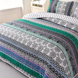 Romantic Blush green grey 3 Pc Bedspread & Pillow Cover Set