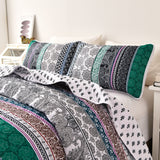 Romantic Blush green grey 3 Pc Bedspread & Pillow Cover Set