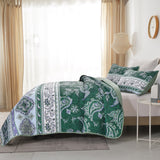 Breezy Tropical green Cozy 3 Pc Bedspread & Pillow Cover Set