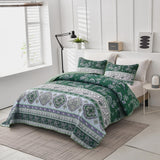Breezy Tropical green Cozy 3 Pc Bedspread & Pillow Cover Set
