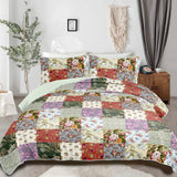 Classic patchwork Quilted multicolour 3 Pc Bedspread & Pillow Cover Set