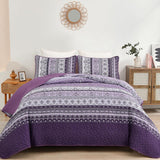 Elegant Peony purple Soft 3 Pc Bedspread & Pillow Cover Set