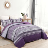Elegant Peony purple Soft 3 Pc Bedspread & Pillow Cover Set