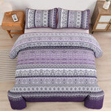 Elegant Peony purple Soft 3 Pc Bedspread & Pillow Cover Set