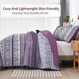Elegant Peony purple Soft 3 Pc Bedspread & Pillow Cover Set