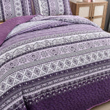 Elegant Peony purple Soft 3 Pc Bedspread & Pillow Cover Set