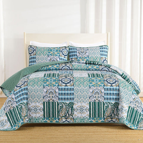 Exquisite Regal Purple 3 Pc Bedspread & Pillow Cover Set