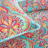 100% Cotton Aqua Coral Paisley Bloom Coverlet Bedspread Set
