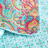 100% Cotton Aqua Coral Paisley Bloom Coverlet Bedspread Set