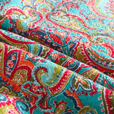 100% Cotton Aqua Coral Paisley Bloom Coverlet Bedspread Set