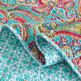 100% Cotton Aqua Coral Paisley Bloom Coverlet Bedspread Set