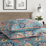100% Cotton Teal Floralia Garden Coverlet Bedspread Set