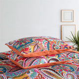 100% Cotton Coral Rainbow Paisley Coverlet Bedspread Set