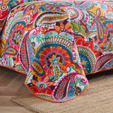 100% Cotton Coral Rainbow Paisley Coverlet Bedspread Set