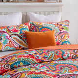 100% Cotton Coral Rainbow Paisley Coverlet Bedspread Set