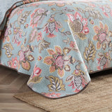 100% Cotton Blush Aqua Rosehaven Coverlet Bedspread Set