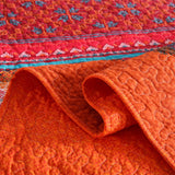 100% Cotton Rust Sapphire Boho Floral Coverlet Bedspread Set