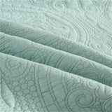 100% Cotton Embossed Aqua Medallion Serenity Coverlet Bedspread Set