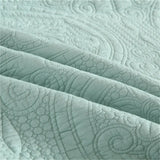 100% Cotton Embossed Aqua Medallion Serenity Coverlet Bedspread Set