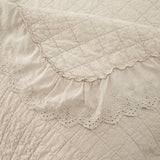 100% Cotton Embossed Cream Fringe Luxe Coverlet Bedspread Set