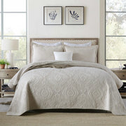 100% Cotton Embossed Ivory Floral Grace Coverlet Bedspread Set