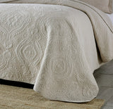 100% Cotton Embossed Ivory Floral Grace Coverlet Bedspread Set