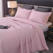 100% Cotton Embossed Pink Stripe Serenity Coverlet Bedspread Set