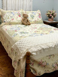 100% Cotton Ivory Cottage Rose Coverlet Bedspread Set