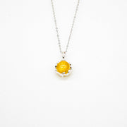 Gift Gox - Aroma Necklace White Gold - Planet Jovian Gold (Golden Yellow) + Purify Oil Blend