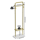 Durable Metal Corner Clothes Rack Strong Stone Base Entryway Garment Stand W Rod