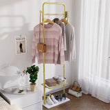 Durable Metal Corner Clothes Rack Strong Stone Base Entryway Garment Stand W Rod