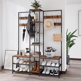 Darrahopens Furniture > Living Room > Coat Racks Xxl Corner Coat Stand Widen Depth Bench Shoe Rack Storage Shelves 10 Dual Hooks