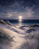 Moonlit Dunes Floating Frame Canvas Wall Art - Portrait - 60W x 120H cm - Natural Birch In Australia - Darrahopens