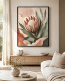 Protea Hush Floating Frame Canvas Wall Art - Portrait - 60W x 120H cm - Natural Birch In Australia - Darrahopens