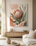 Protea Hush Floating Frame Canvas Wall Art - Portrait - 60W x 80H cm - Black
