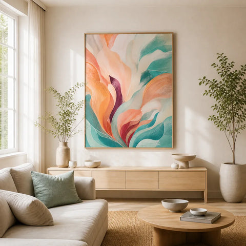 Tidal Bloom Floating Frame Canvas Wall Art - Portrait - 40W x 50H cm - White In Australia - Darrahopens